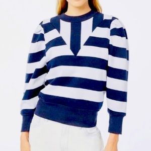 Frame striped puff sleeve sweatshirt. XS.